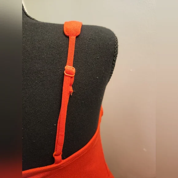 Red Dress with Slit on Skirt Medium - Picture 3 of 3